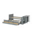Lit plateforme simple en bois multifonctionnel avec bureau et tablette de rangement au bout du lit, lit gigogne intégré et 3 tiroirs-526349827