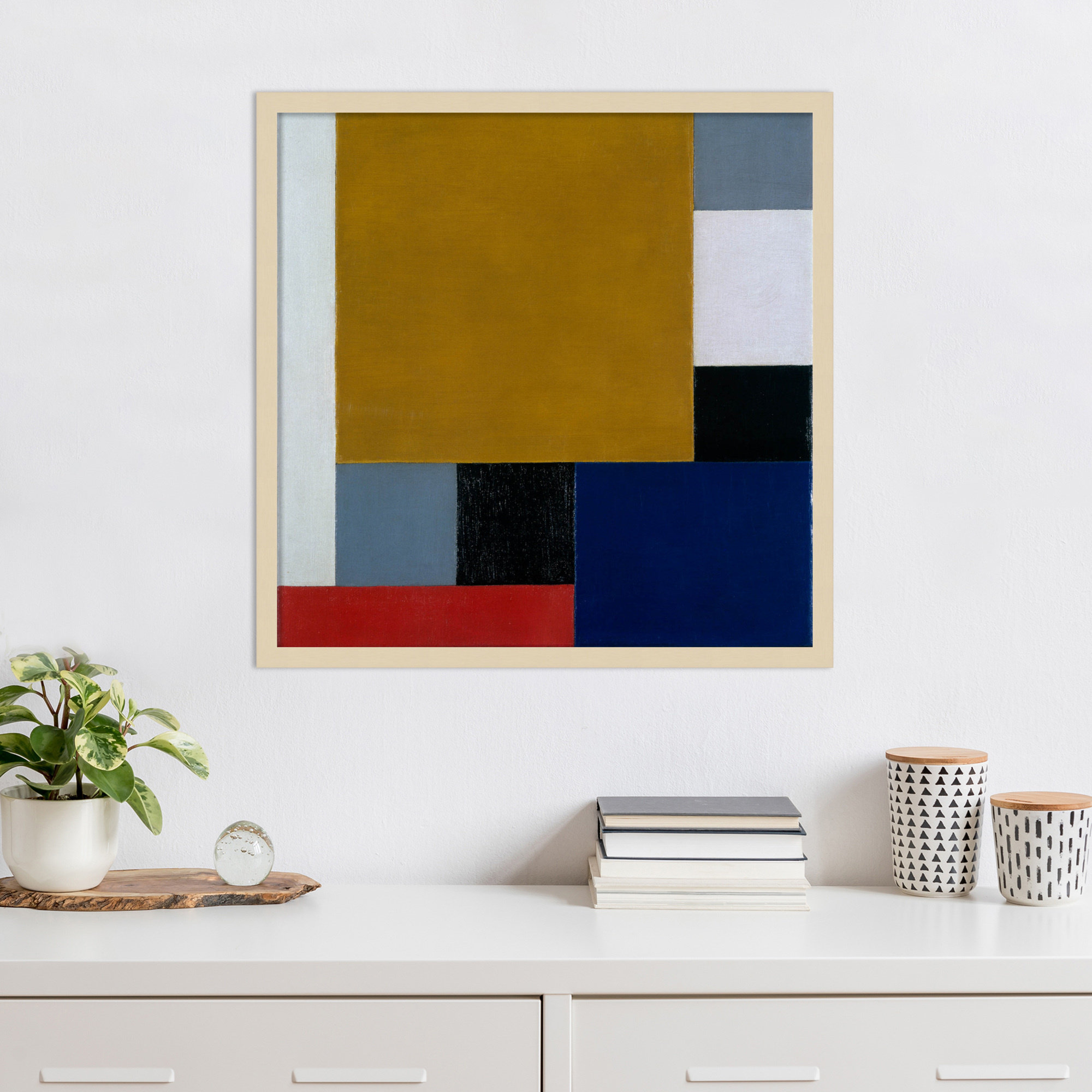 Composition 22 by Theo Van Doesburg, Brown Paper Framed, 25" H x 25" W