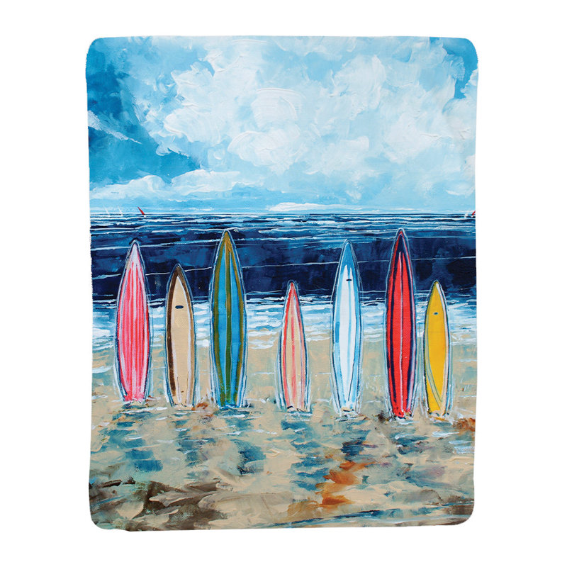 Laural Home Surfboards Sherpa Throw Blanket