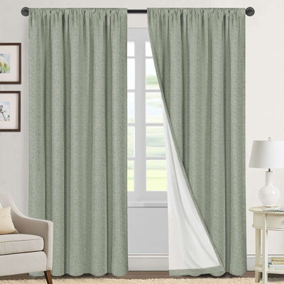 Rideaux occultant 100% lin pour chambre à coucher avec passe-tringle pleine lumière et passe-tringle de 42 po de largeur avec rideaux en lin texturé épais