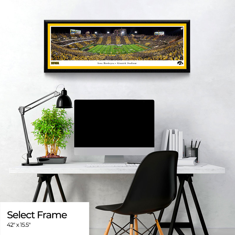 NCAA Iowa Hawkeyes Football Panoramic Print, Black Floater Framed, 15.5" H x 42" W x 0.88" D