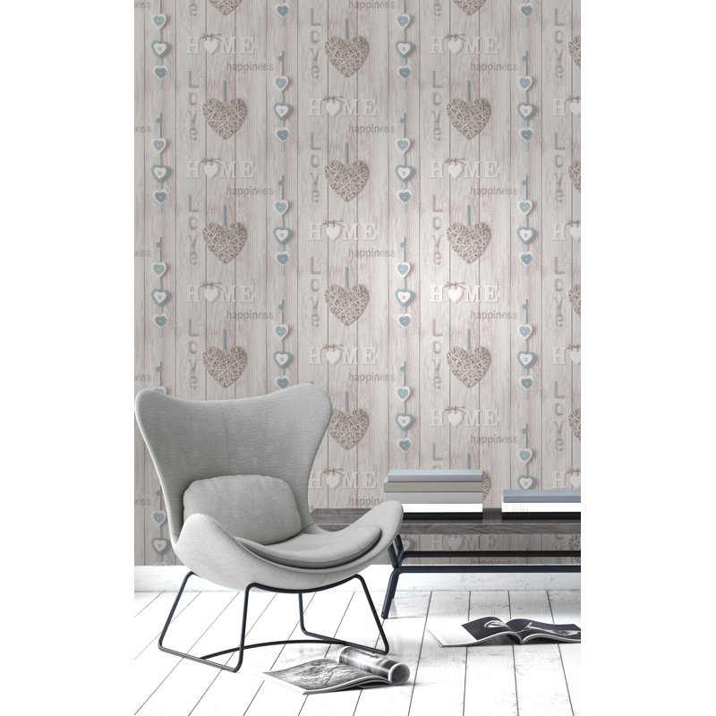 Love Your Home Blue White Wallpaper