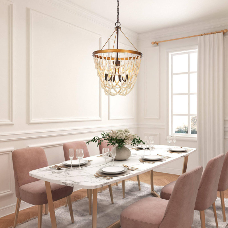 Lustre empire unique à 4 lumières avec accents perlés