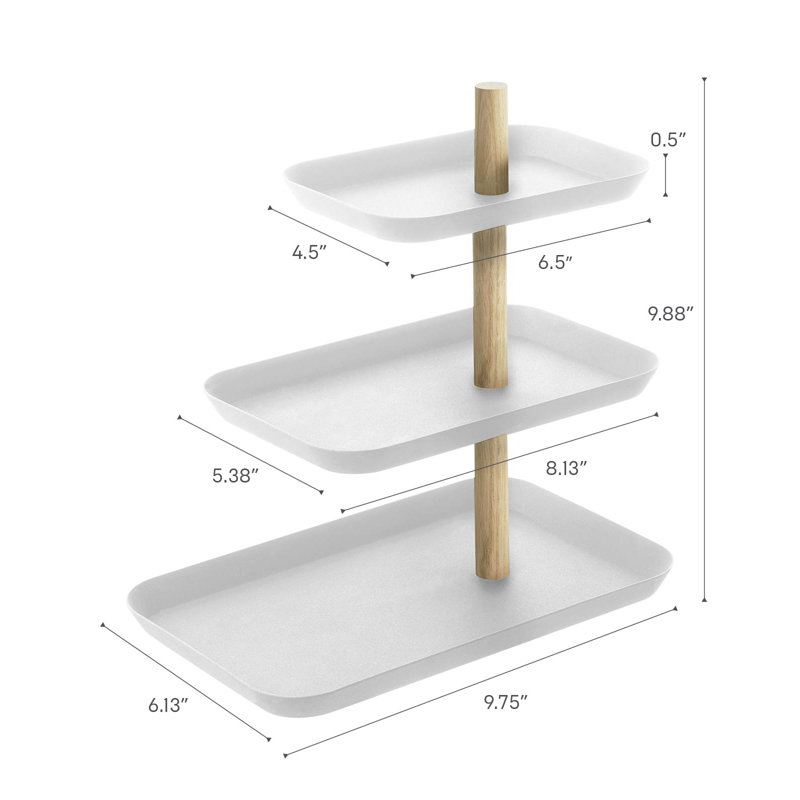 Yamazaki Home Three-Tier Accessory Tray, Steel, White