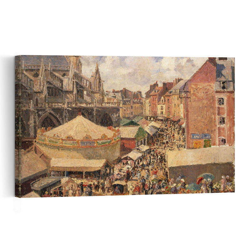 La Foire de Dieppe, Matinée ensoleillée, 1901. Estampe d'art mural contemporain abstraite impressionniste., H 40 po x l 60 po