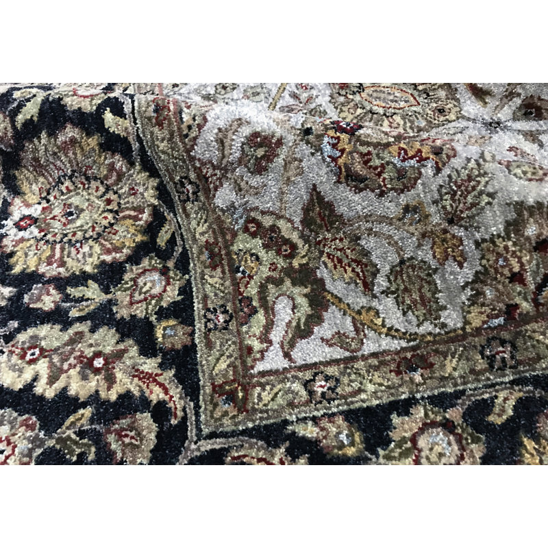 Tapis gris et noir noué à la main de haute qualité