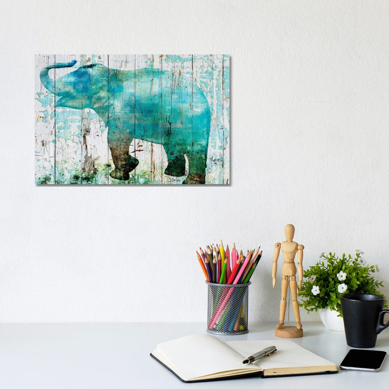Blue Elephant by Irena Orlov - Wrapped Canvas Print, 20.32cm H x 30.48cm W x 1.91cm D