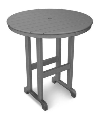 POLYWOOD Round Farmhouse Counter Table, 36", Slate Gray
