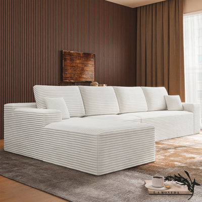 Canapé modulaire en U de 165 po Koli, canapé à compression, velours côtelé gris