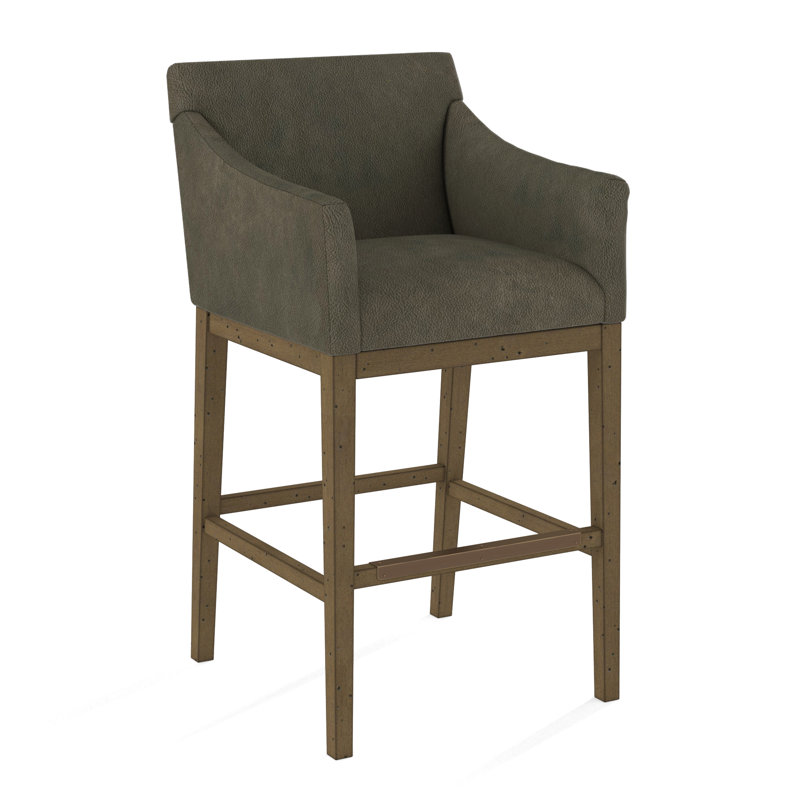 Upholstered Stool, Applause Archway Gray, Pecan