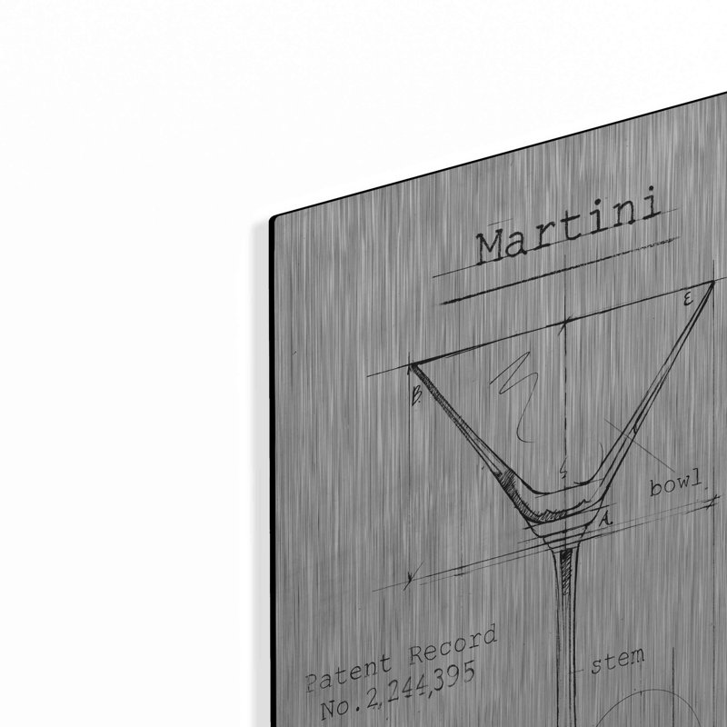 Barware Blueprint V par Ethan Harper - impression sans cadre sur métal, L 16 po x H 24 po