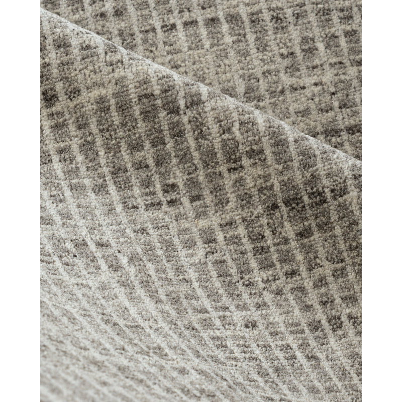 Organic Striped Area Rug in Gray/Ivory, Rectangle 11'10" x 14'9"
