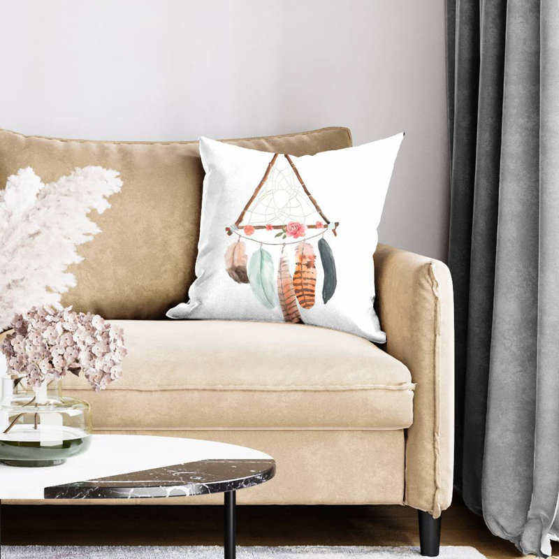 Triangular dream catcher - 20"x20" Throw pillow cover - Poly twill - Print on demand, 20"H x 20"W