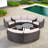 9-pieces Outdoor Half-moon Wicker Conversation Sets With 1 Nesting Coffee Table And Tempered Glass Top