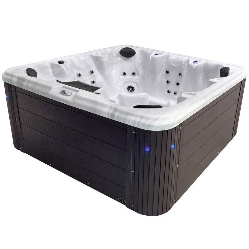 Insight 7-Person 34-Jet, 86-Port Acrylic Non-Lounger Hot Tub Spa, Stainless Steel Heater with Ozonator, LED Lighting, LED Ice Bucket and Insulated Cover Included