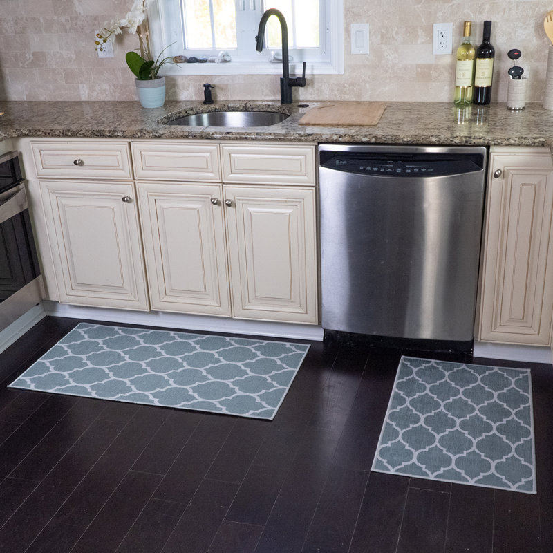 Tapis de cuisine 2 pièces Devkran, Sarcelle clair