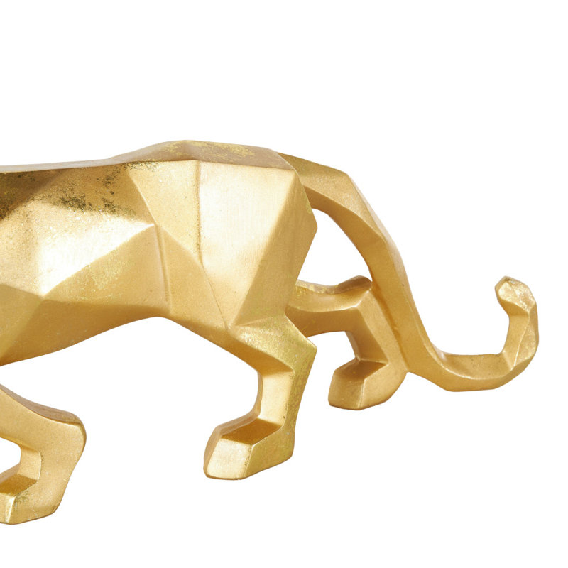 Polystone Leopard Decorative Sculpture, 6" H x 18" W x 3" D, Gold