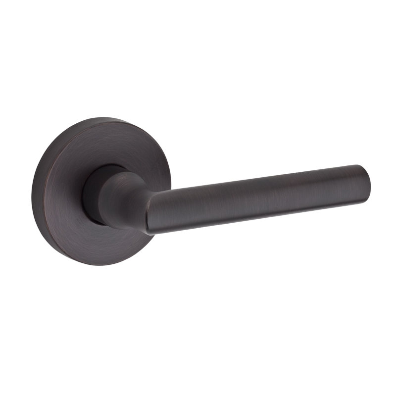 Tube Single Dummy Door Lever with Contemporary Round Rosette, Left, Venetian Bronze