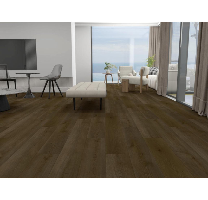 Plancher de luxe en vinyle imperméable à l'eau à 12 couches avec revêtement anti-clic 12 mm - 5 mm avec sous-couche attachée
