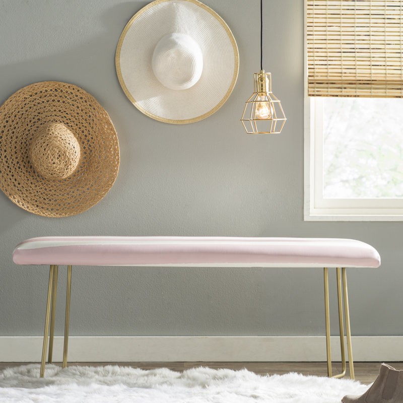 Banc recouverts de tissu d'ameublement, Rose / rayé