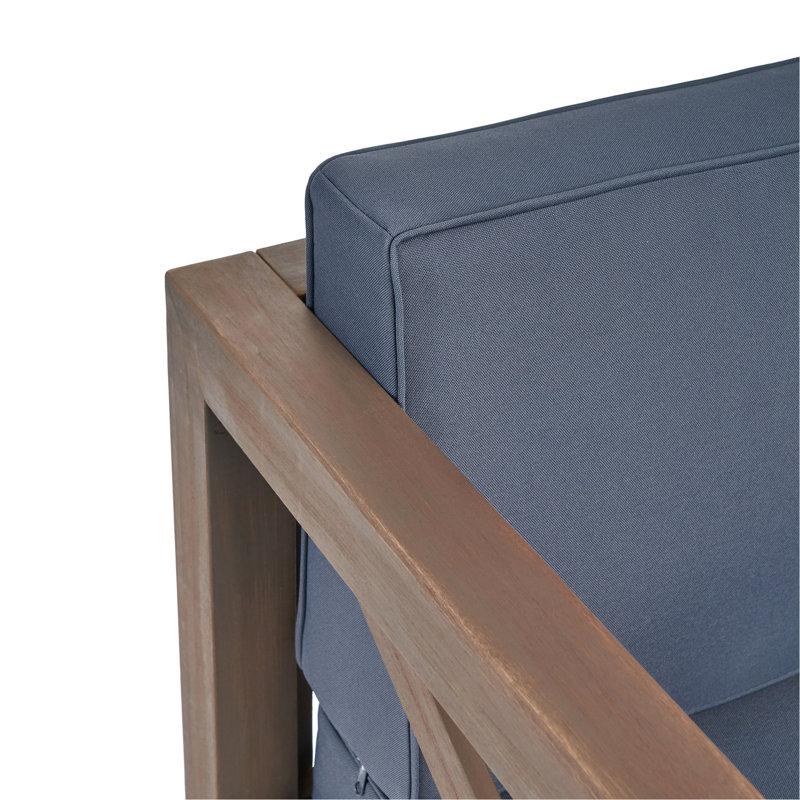Fauteuil club en bois avec revêtement en coussins de siège gris et respirant, Gris, Brun