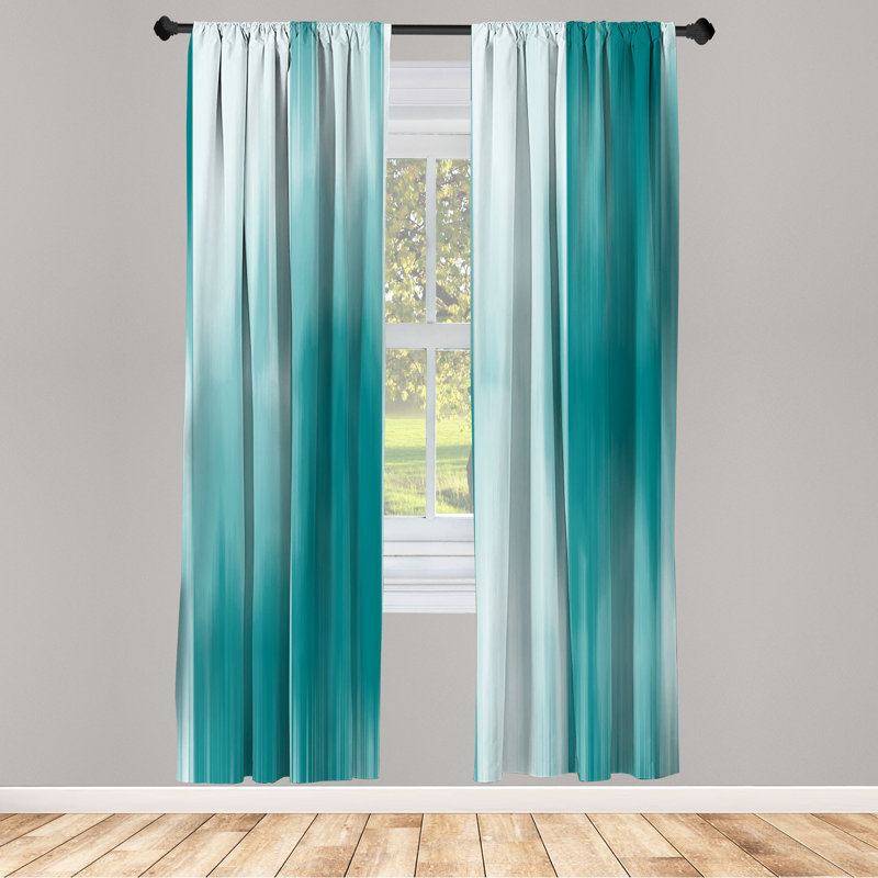 Microfiber Floral Semi-Sheer Rod Pocket Curtain Panels, 28" W x 95" L, Teal/Green