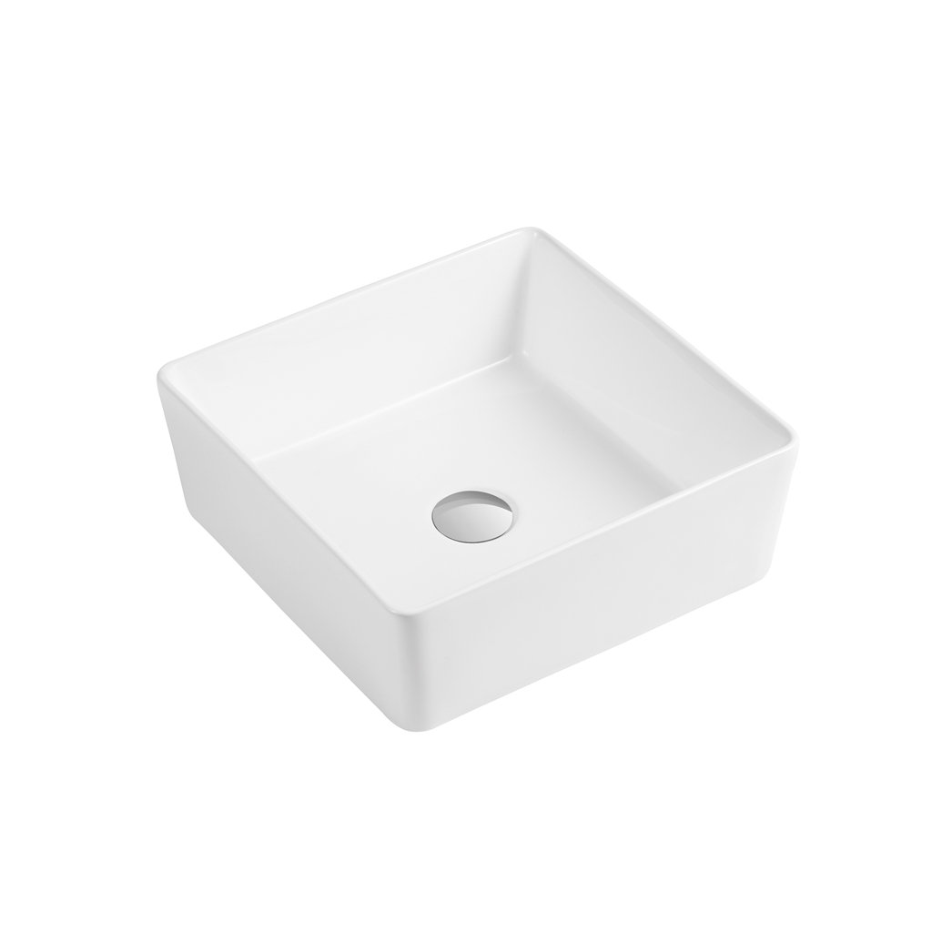 Bedford Sheds Clifton L W White Vitreous China Square Countertop Basin Bathroom Sink with Overflow