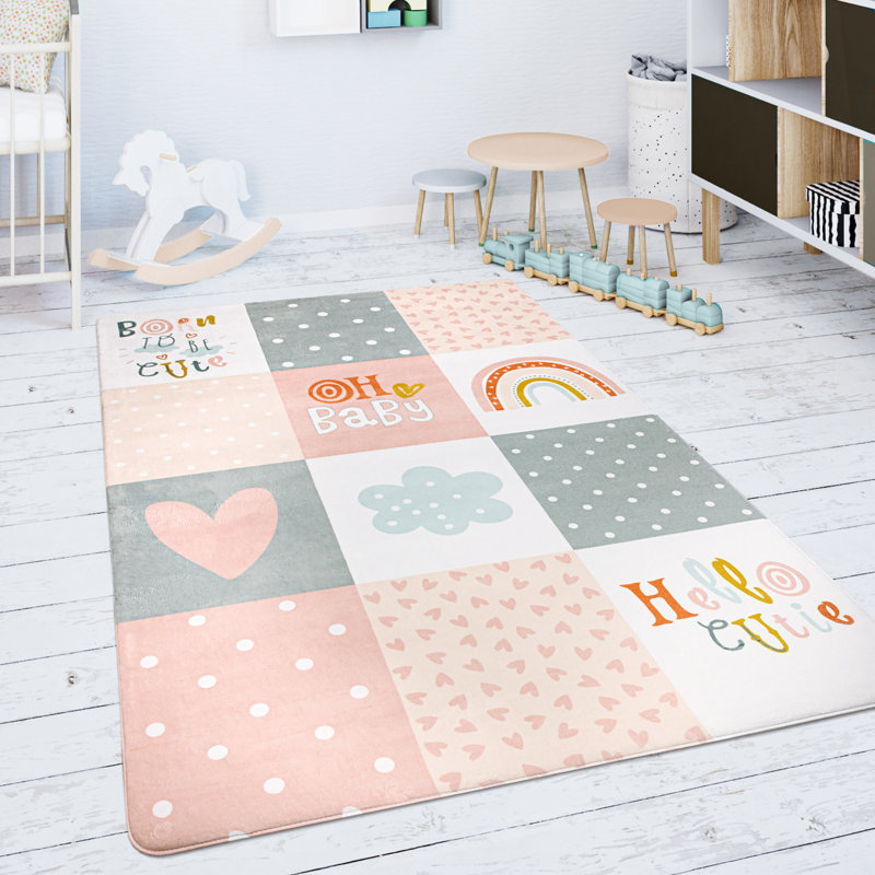 Trai Cream/Pink/Grey Rug, Round 120cm, Cream/Pink/Grey