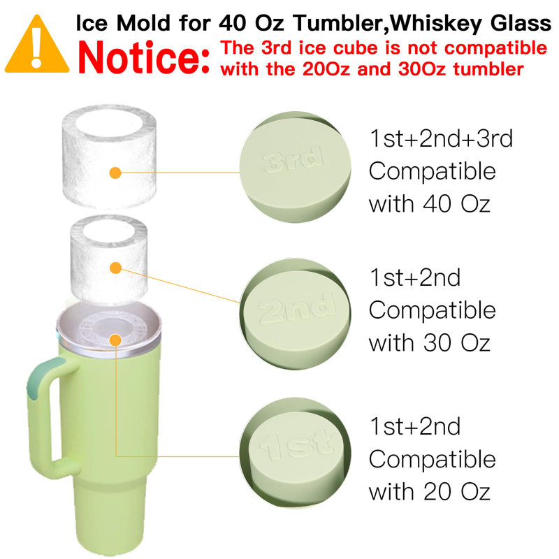 Ice Cube Tray For Tumbler Cup 30Oz-40Oz, 3 Pcs Silicone Cylinder Ice Mould With Lid And Bin For Freezer, Easy Fill And Release Ice Maker For Whiskey, Cocktail BPA-Free