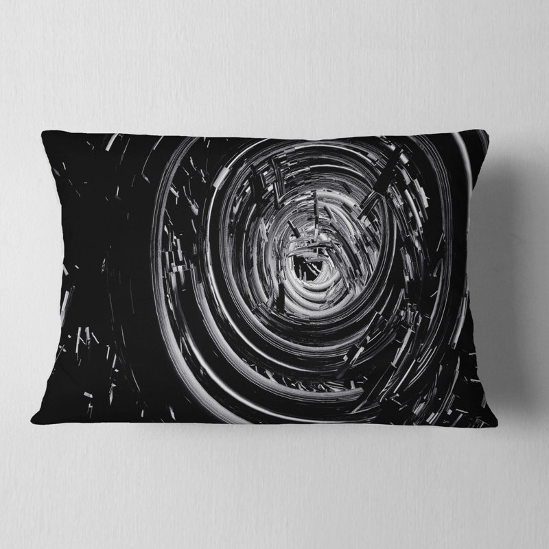 Fractal 3D noir tourbillon - coussin imprimé abstrait
