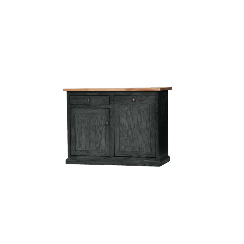 Traditional Oak 48" Solid Wood Kicthen Island with trash bin compartment, Gray