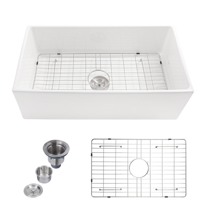 Évier de cuisine à simple cuve à tablier frontal 33 po x l 18 po Cermaic