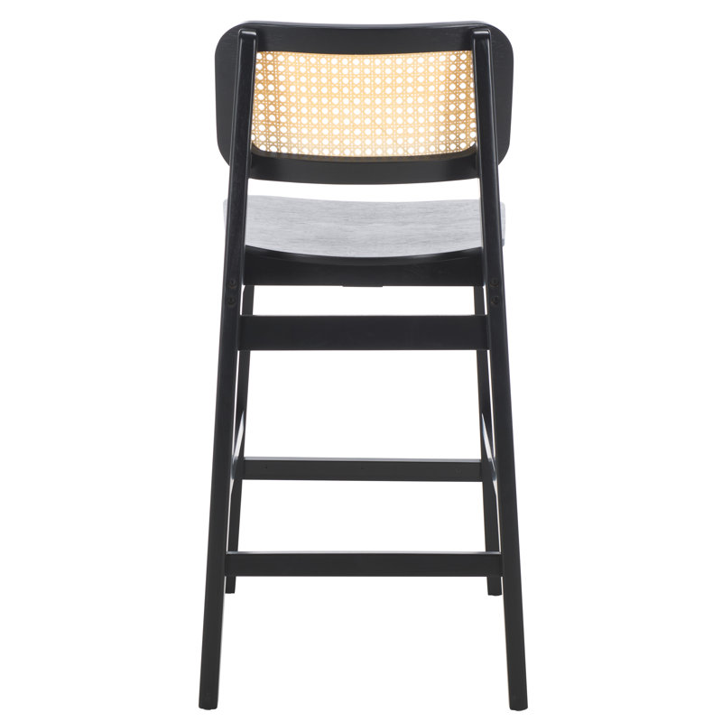 Luz Cane Counter Stool, Black/Natural