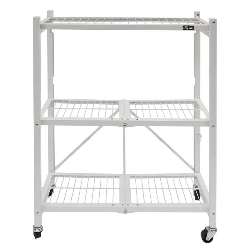 Origami 3-Shelf Storage Rack & Wheels, White