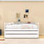Lit de jour simple en bois XL avec 2 gigognes simples, tablettes, lumière et ports USB-615992192