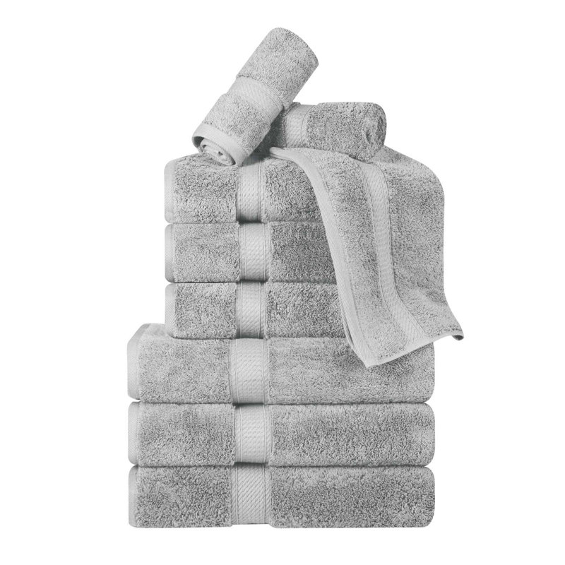 Scotia Egyptian Cotton Bath Towel Set, Silver, 9Pc Towel Set  (3Bath, 3Hand, 3Face)