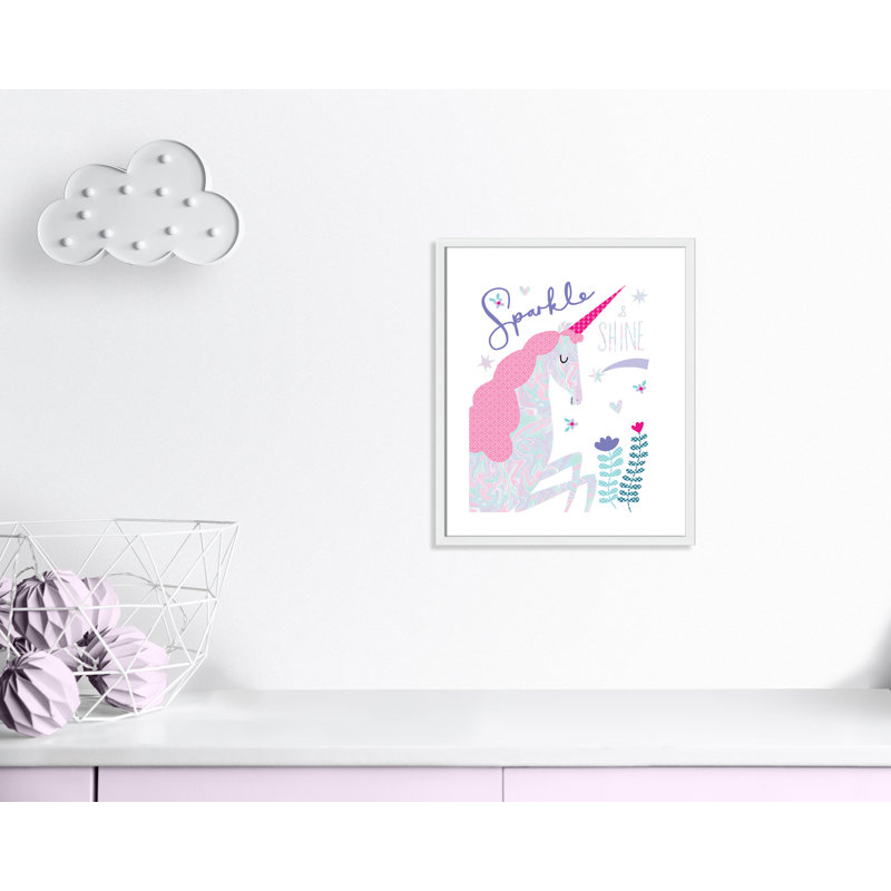 «Sparkle Unicorn», art encadré, H 24,5 po x l 20,5 po x P 1,18 po, Cadre blanc