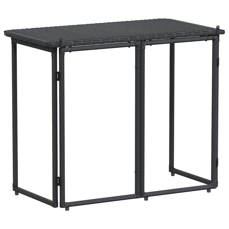 Folding Garden Table 90X51x75 Cm Poly Rattan, Black