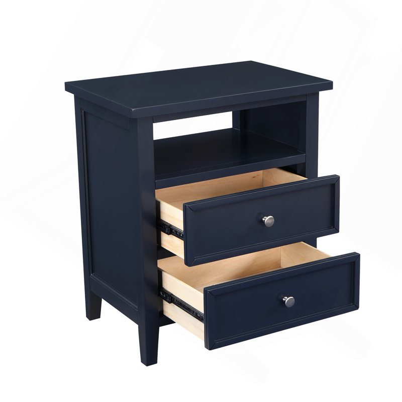 Weston Midnight Blue 2 Drawer Nightstand, Dark Blue