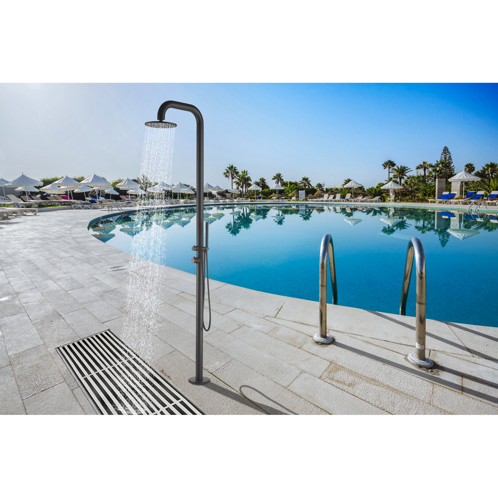 Freestanding Outdoor Shower, Matte Black