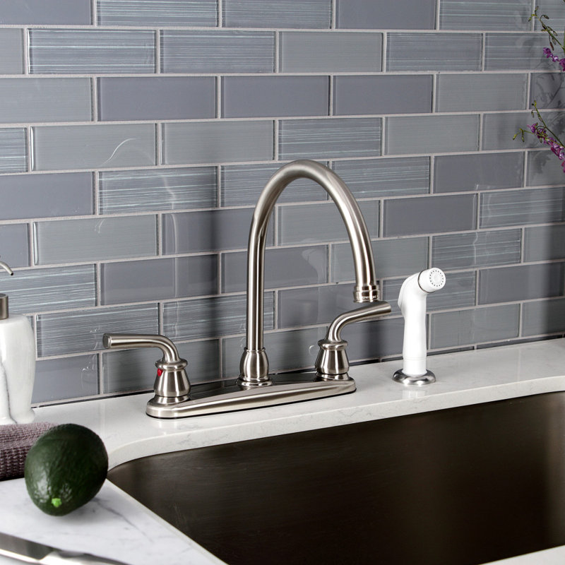 Kingston Brass Restoration Two-Handle 8" Centerset Kitchen Faucet, Polished Chrome, Without Side Spray
