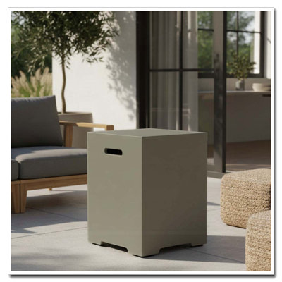 Propane Tank Cover Table, Outdoor Cylinder Hideaway Table for Gas Fire Pit and Gas Griddle, Outdoor Side Table for Fire Pit