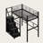 Twin Size Metal Loft Bed with Storage Staircase and Integrated Wardrobe, Space-Saving Design-1286890765