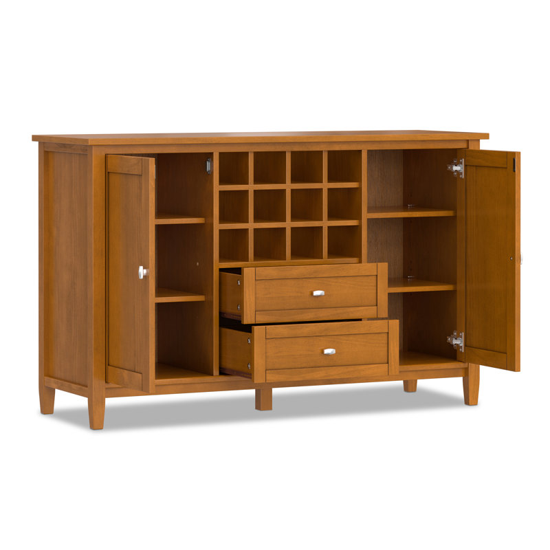 Armoire de rangement en bois massif avec porte-bouteilles Warm Shaker
