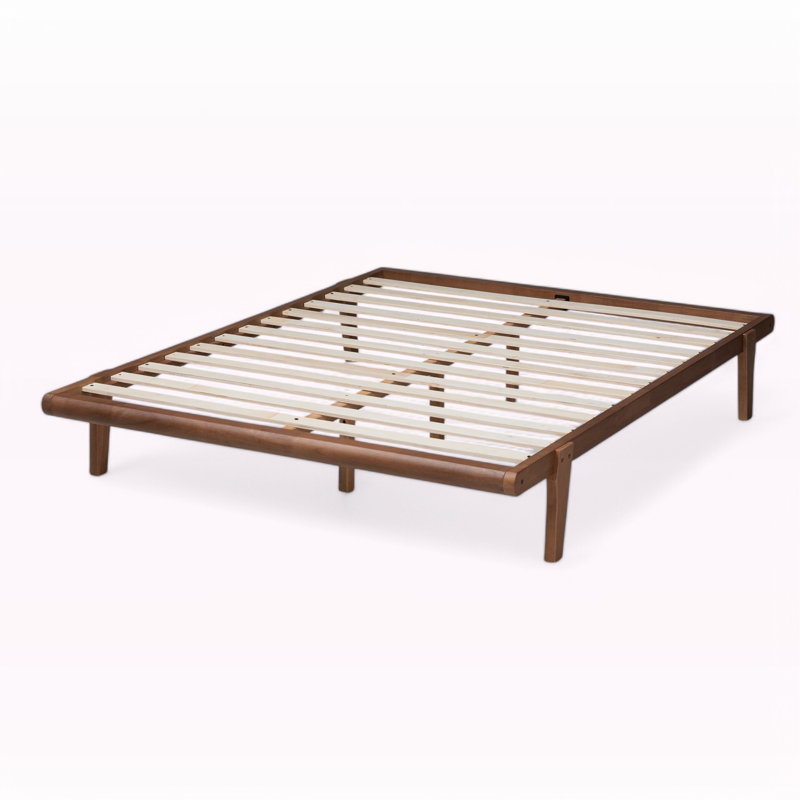 Live Edge King Size Platform Bed Frame in Brown Finish, 12.6'' H X 76.55'' W X 81.14'' L, King