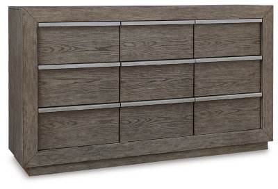 Gray Weathered 72" Modern Dresser with Soft Close Drawers