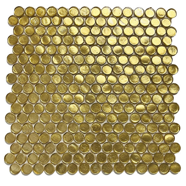 Amalfi Gold 1" x 1" Glass Penny Round Wall & Floor Tile