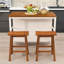 Ensemble d'îlot de cuisine 3 pièces avec 2 tabourets, table de salle à manger avec plateau en bois d'hévéa et 2 tablettes-1144145268