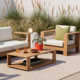 Shay 48" Outdoor Coffee Table In Oiled Eucalyptus