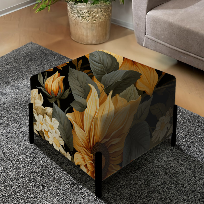 Motif de tournesol rustique jaune - repose-pieds floral carré